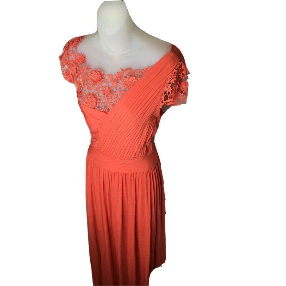 Coast (British) Full Length Prom Indian Wedding Gown Bright Orange US8 Lace top